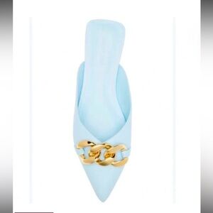 New! Open Edit for Nordstrom Kristina Mule Slide with Gold Chain Accent Size 9.5